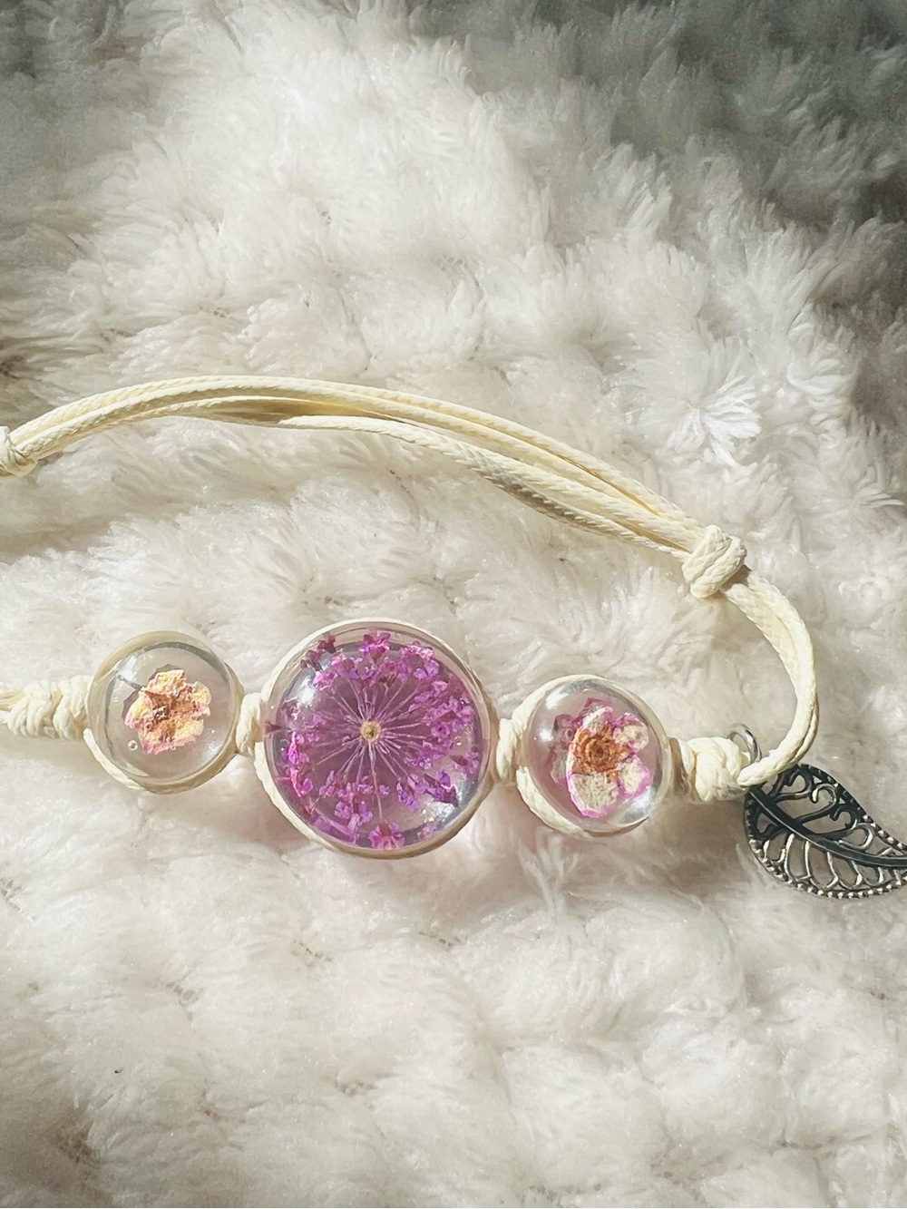Handmade Purple Flower Resin Bracelet - Women's Jewelry